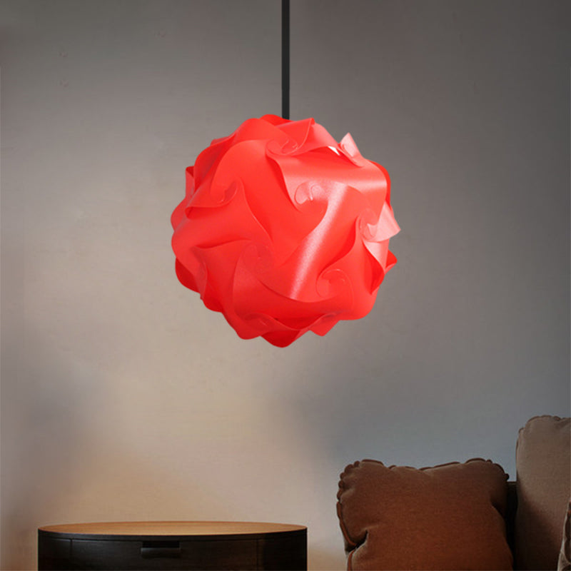 Contemporary Hanging Globe Lamp Set - White/Red/Pink 1-Light Acrylic Ceiling Pendant Light 8/9/10