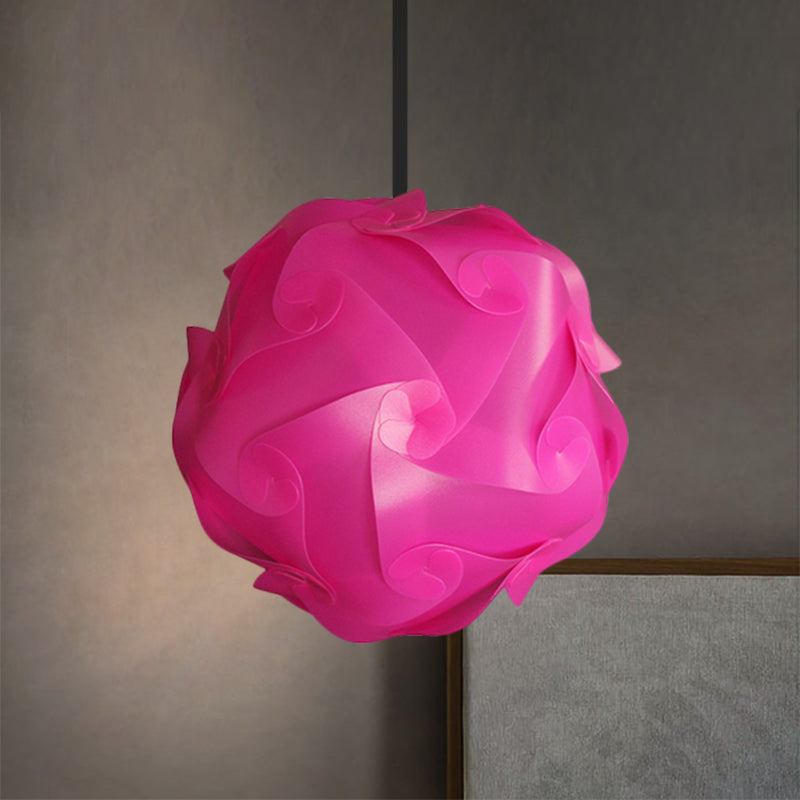 Contemporary Hanging Globe Lamp Set - White/Red/Pink 1-Light Acrylic Ceiling Pendant Light 8/9/10