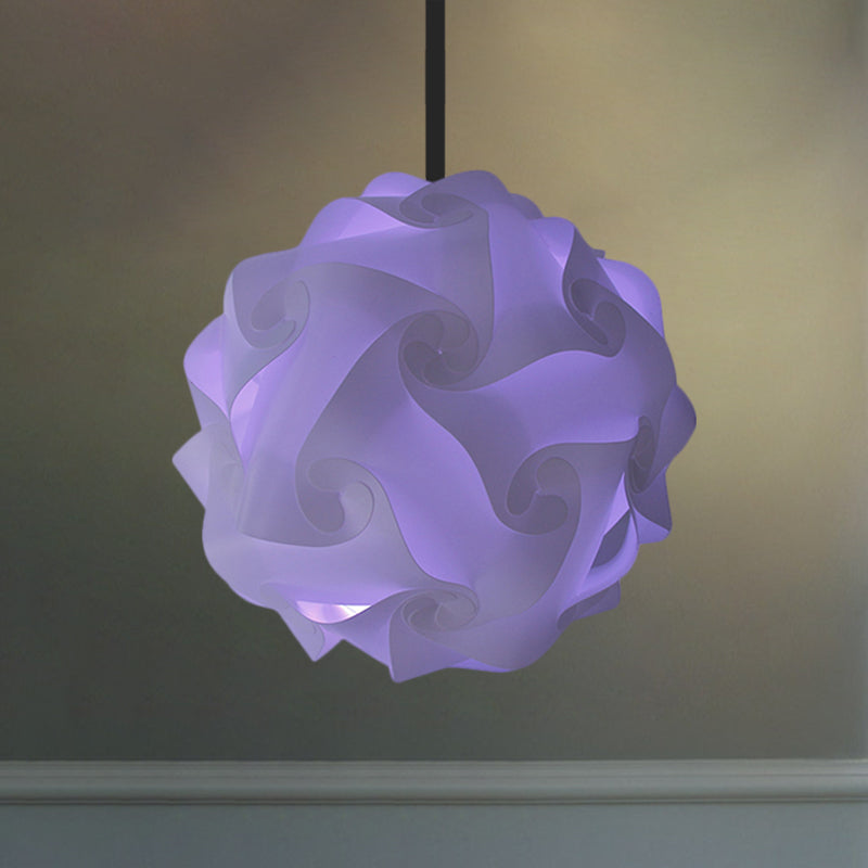 Contemporary Acrylic Globe Hanging Lamp Set - White/Red/Pink, 1-Light Pendant Light, 8"/9"/10" Dia (Pack of 2)