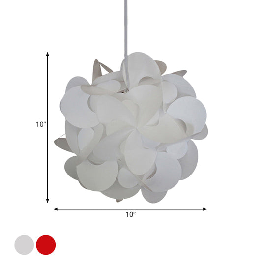 10/12/16 Wide Windmill Plastic Ceiling Pendant - Modern Red/White Hanging Light Fixture