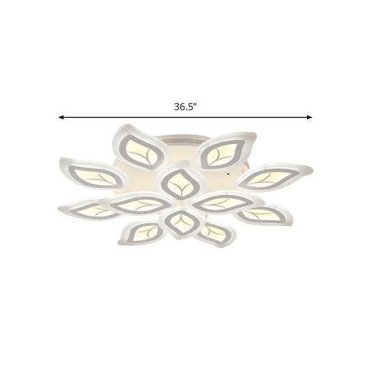 Modern Acrylic Leaf Flush Mount Light - 4/6/9-Light Led Ceiling Fixture In Warm/White/Natural