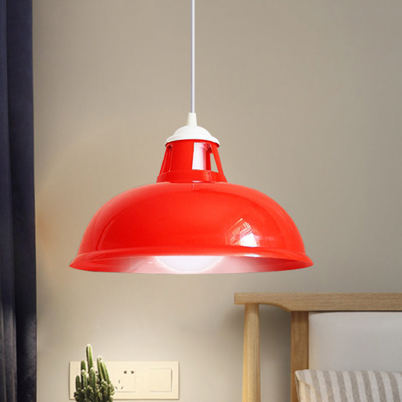 Vintage Coin Pattern Pendant Light with Acrylic Shade - 1 Bulb Ceiling Fixture for Restaurant (Red/Yellow/Green)