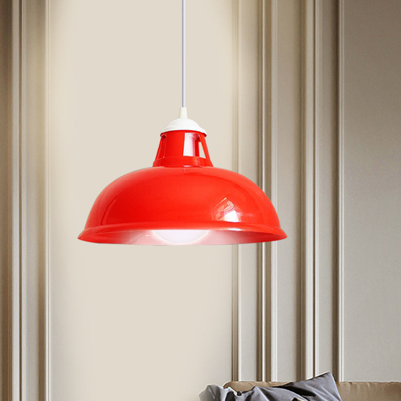 Vintage Coin Pattern Pendant Light with Acrylic Shade - 1 Bulb Ceiling Fixture for Restaurant (Red/Yellow/Green)