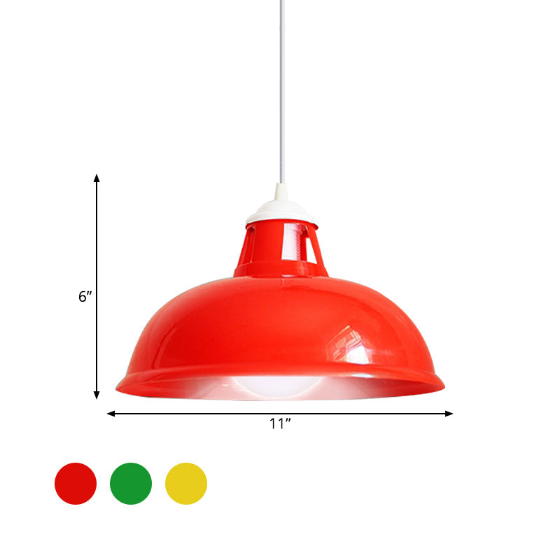 Vintage Coin Pattern Pendant Light with Acrylic Shade - 1 Bulb Ceiling Fixture for Restaurant (Red/Yellow/Green)