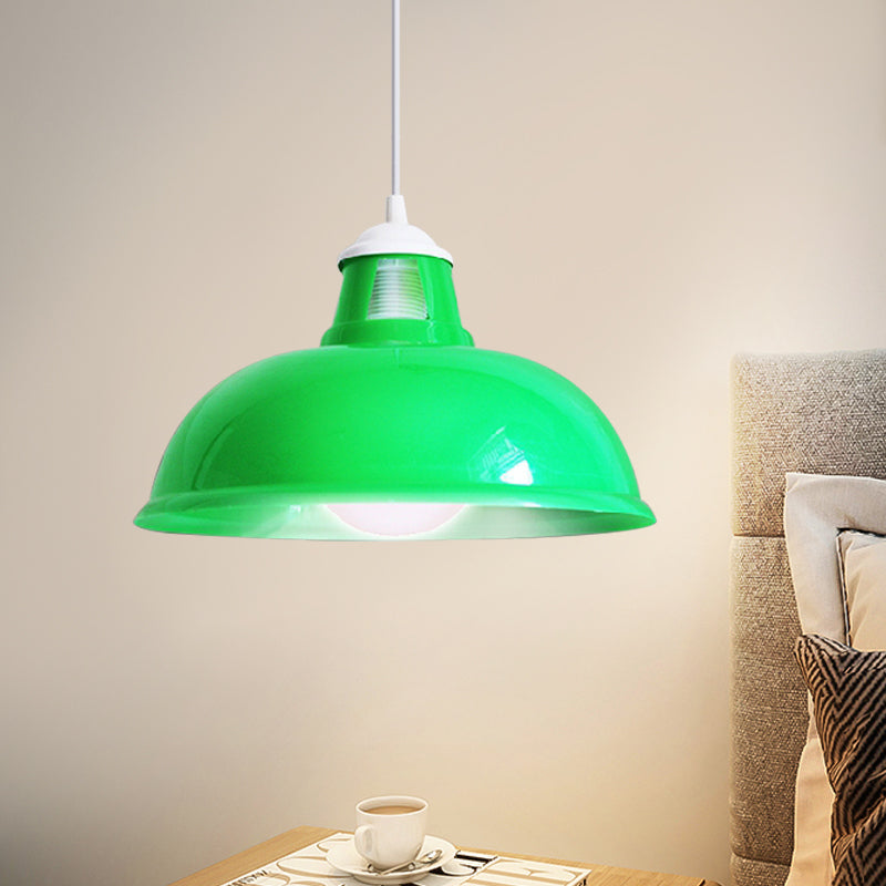 Vintage Coin Pattern Pendant Light with Acrylic Shade - 1 Bulb Ceiling Fixture for Restaurant (Red/Yellow/Green)