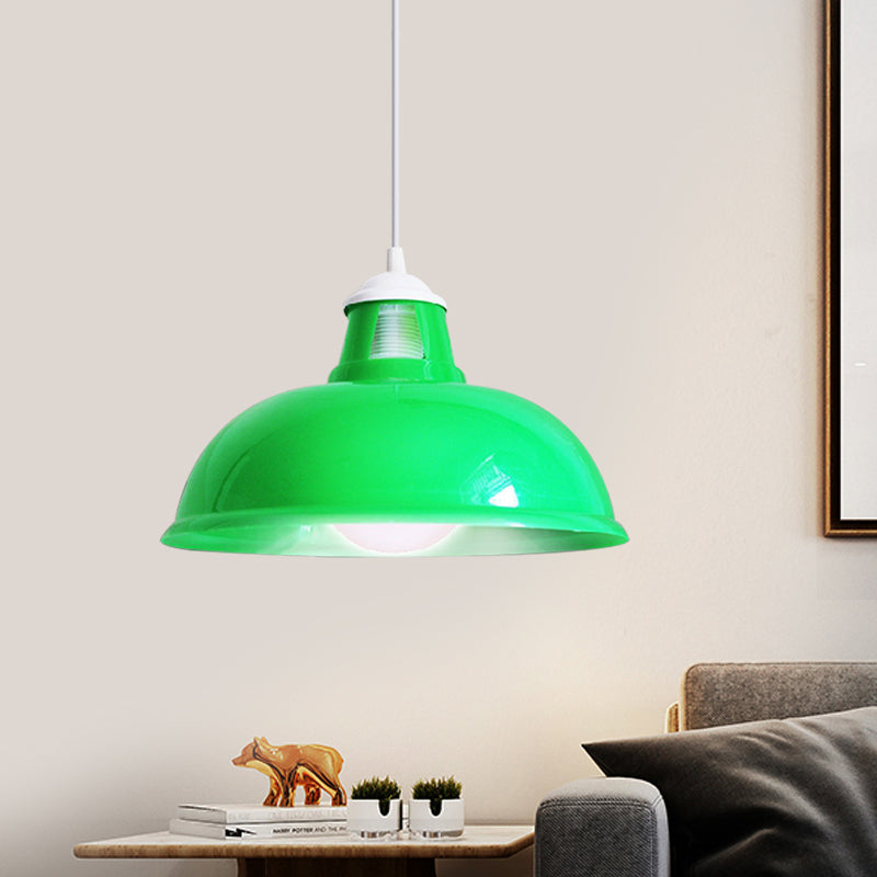 Vintage Coin Pattern Pendant Light with Acrylic Shade - 1 Bulb Ceiling Fixture for Restaurant (Red/Yellow/Green)