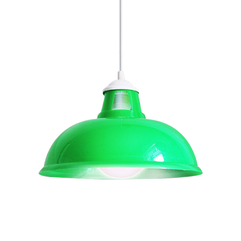 Vintage Coin Pattern Pendant Light with Acrylic Shade - 1 Bulb Ceiling Fixture for Restaurant (Red/Yellow/Green)