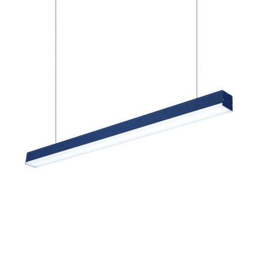 Suspension en métal élégant : plafonnier LED bleu/violet/bois pour salon