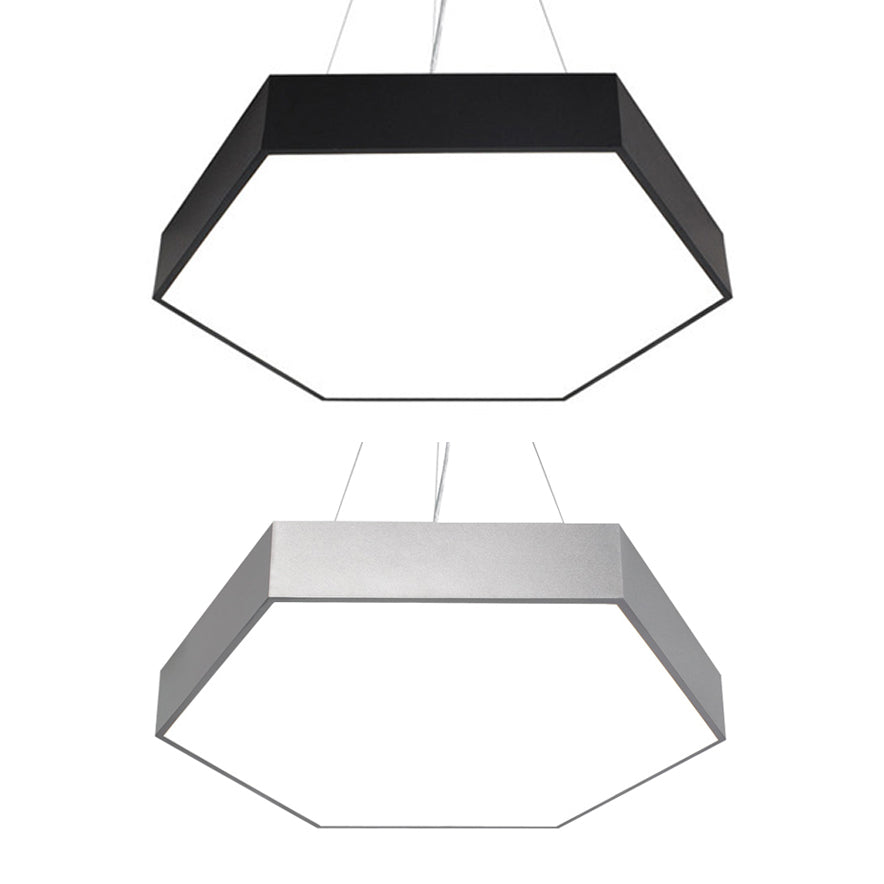 Contemporary LED Hexagon Pendant Lamp - Yellow/Silver/Purple, 12"/18"/23.5" Wide