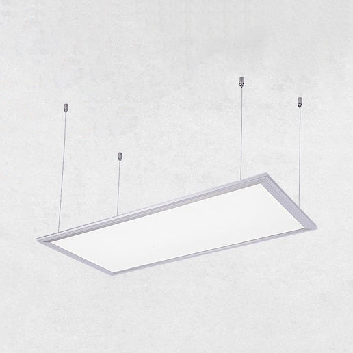 Simplicity LED Metal Pendant Lighting in White - Wide Square/Rectangular Design with Acrylic Diffuser (12"/23.5"/47")