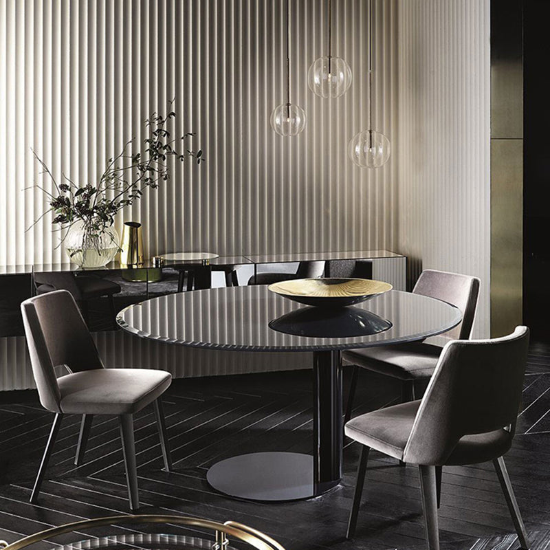Post-Modern Glass Pendant Light - Wide Led Black/Gold Hanging Lamp For Dining Room