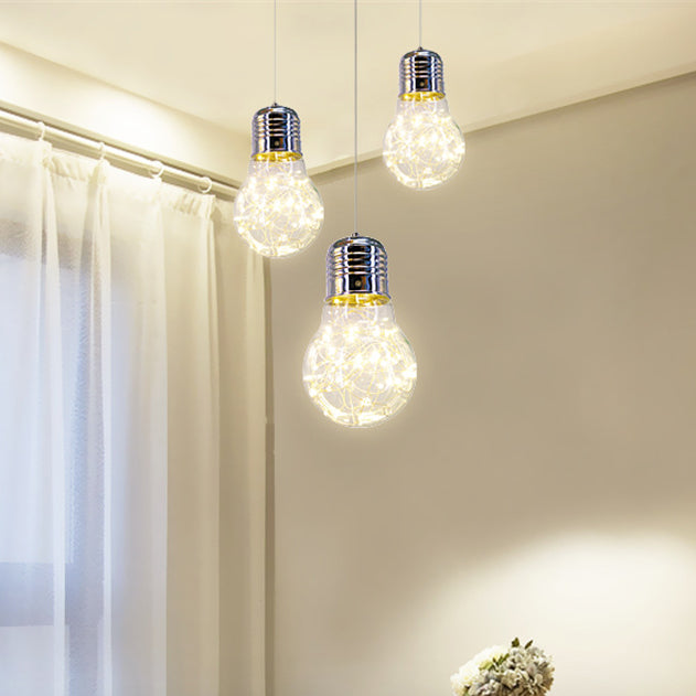 Contemporary Chrome LED Pendant Light – Clear Glass Shade, Warm/White Options