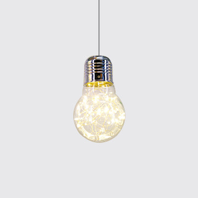 Contemporary Chrome LED Pendant Light – Clear Glass Shade, Warm/White Options