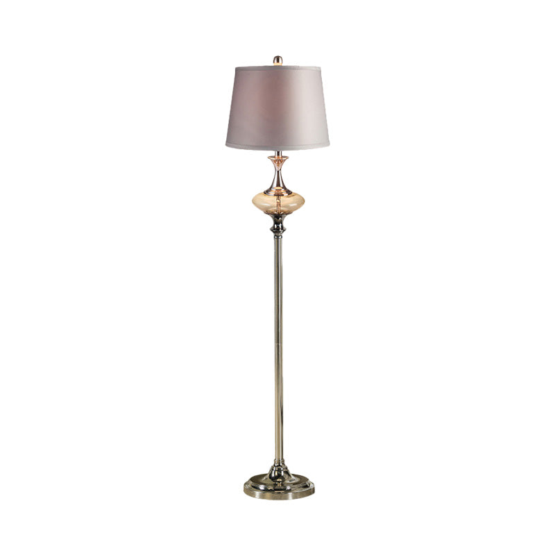 Traditional Style Conical Shade Floor Lamp White/Red Fabric 1 Head For Guest Room