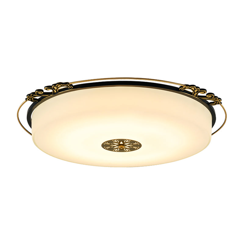 Traditional Glass Column LED Ceiling Light Fixture, Black Flush Mount, 18"/21.5" Wide