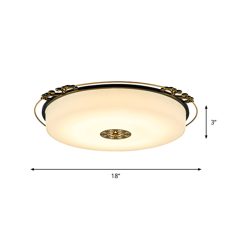 Traditional Glass Column LED Ceiling Light Fixture, Black Flush Mount, 18"/21.5" Wide