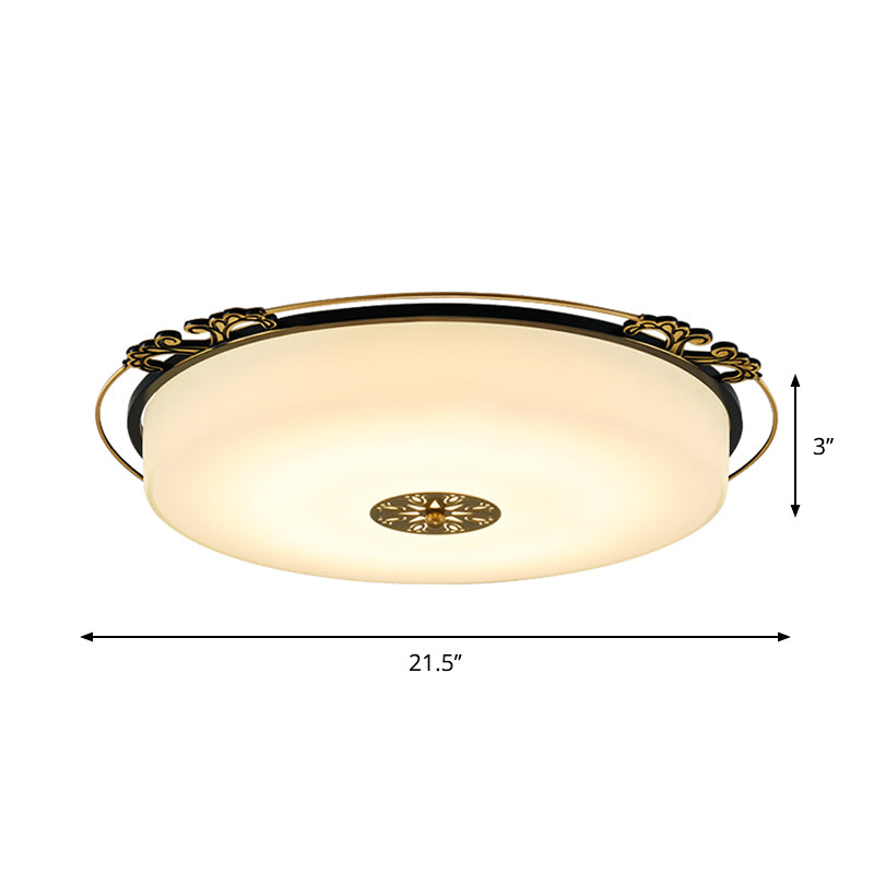 Traditional Glass Column LED Ceiling Light Fixture, Black Flush Mount, 18"/21.5" Wide