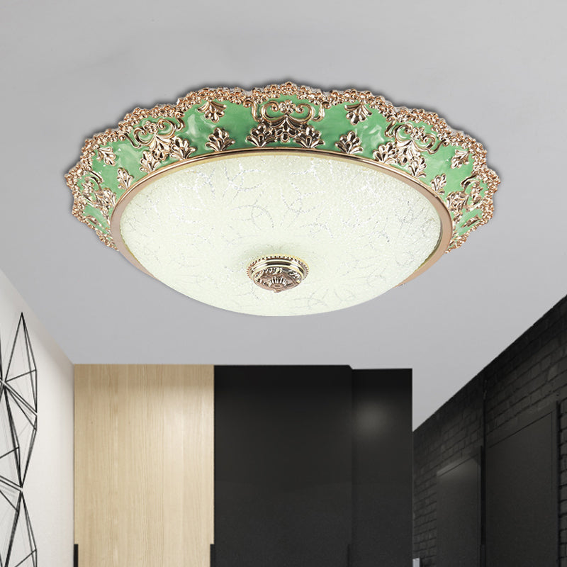 Traditional Style Green Glass LED Ceiling Light Fixture - Multiple Width Options Available