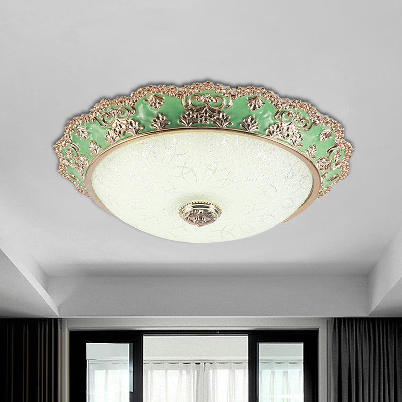 Traditional Style Green Glass LED Ceiling Light Fixture - Multiple Width Options Available