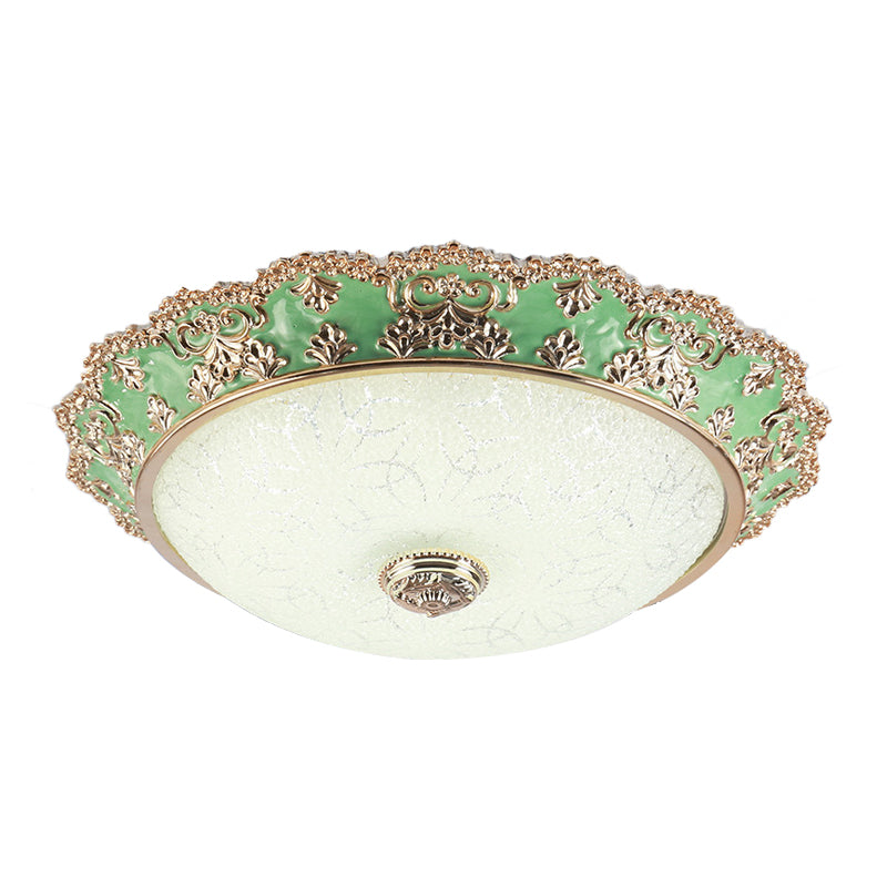 Traditional Style Green Glass LED Ceiling Light Fixture - Multiple Width Options Available