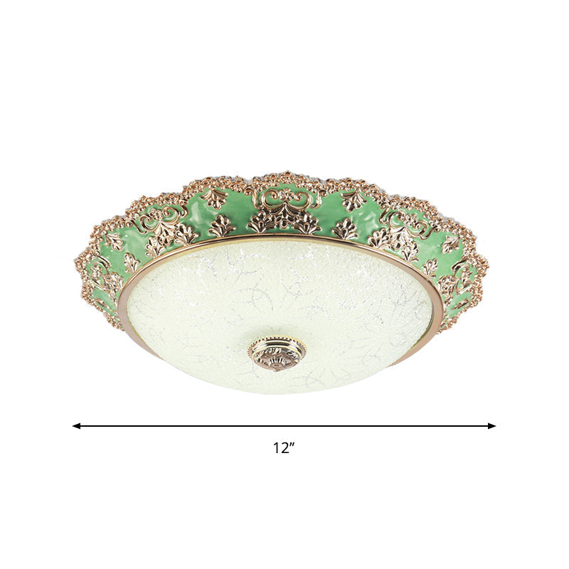 Traditional Style Green Glass LED Ceiling Light Fixture - Multiple Width Options Available