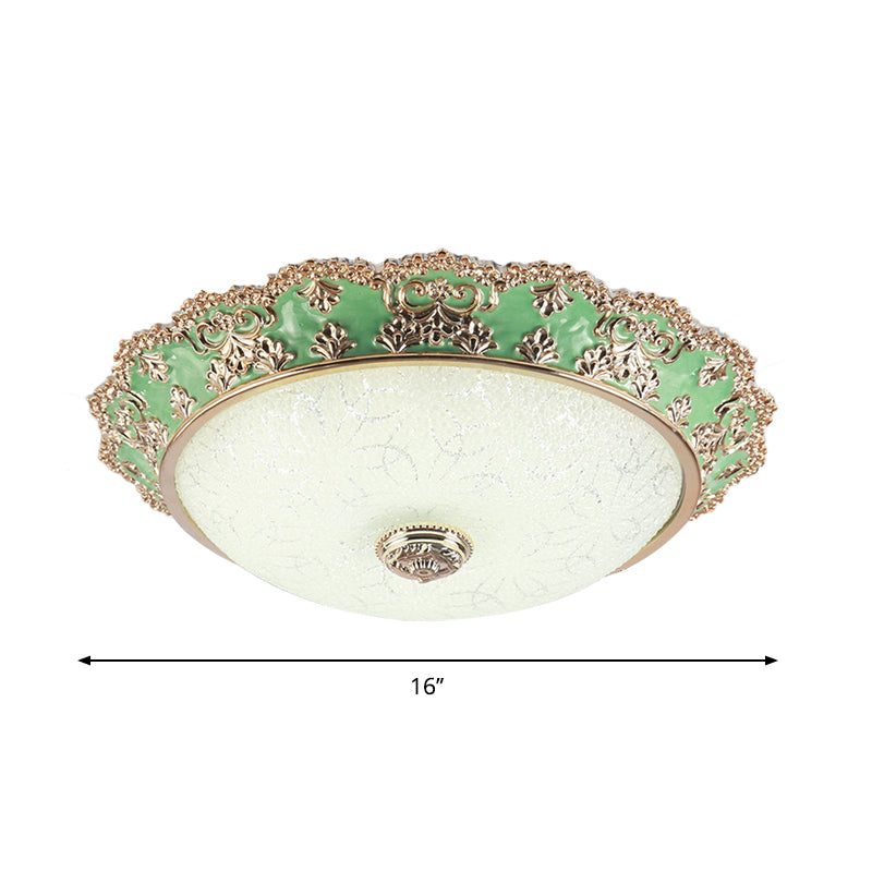 Traditional Style Green Glass LED Ceiling Light Fixture - Multiple Width Options Available