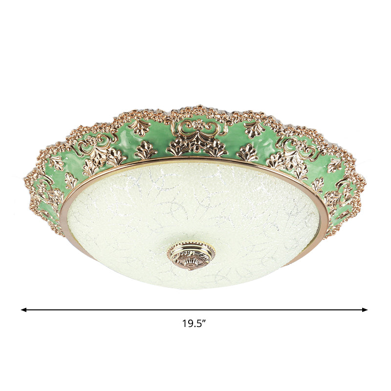 Traditional Style Green Glass LED Ceiling Light Fixture - Multiple Width Options Available