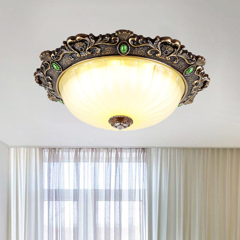 Vintage Flush Mount Light: Dome Shaped Ceiling Lighting, 2/3 Bulbs, Green/Red, 12"/16"/19.5