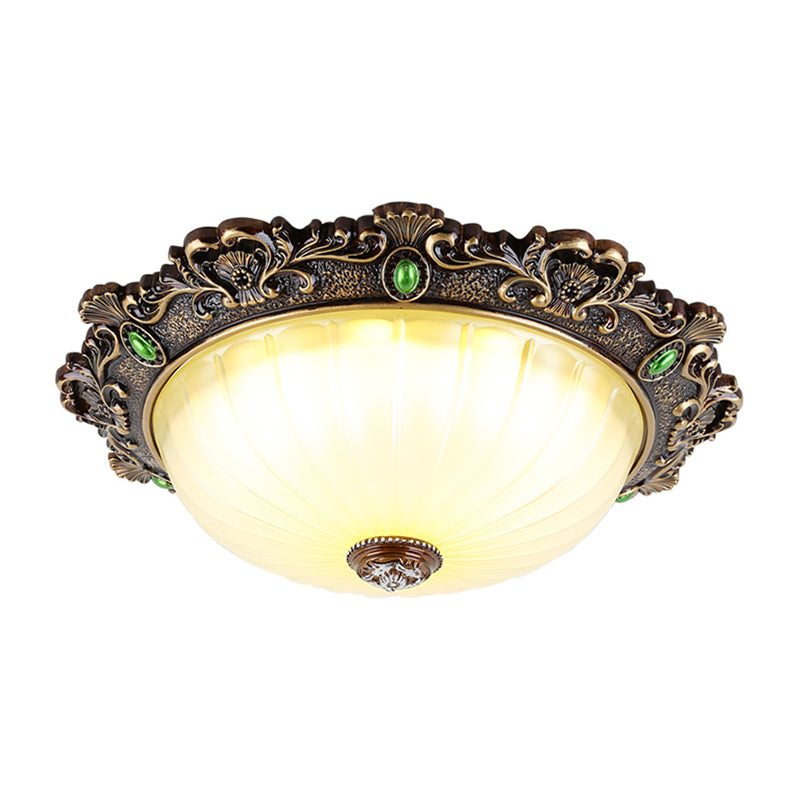 Vintage Flush Mount Light: Dome Shaped Ceiling Lighting, 2/3 Bulbs, Green/Red, 12"/16"/19.5