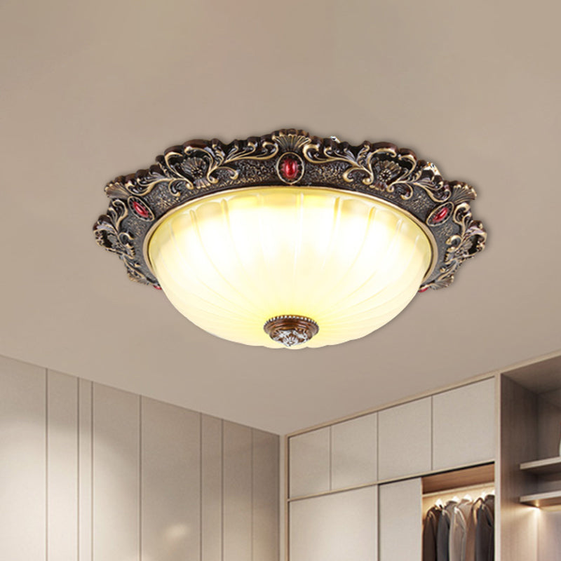 Vintage Flush Mount Light: Dome Shaped Ceiling Lighting, 2/3 Bulbs, Green/Red, 12"/16"/19.5