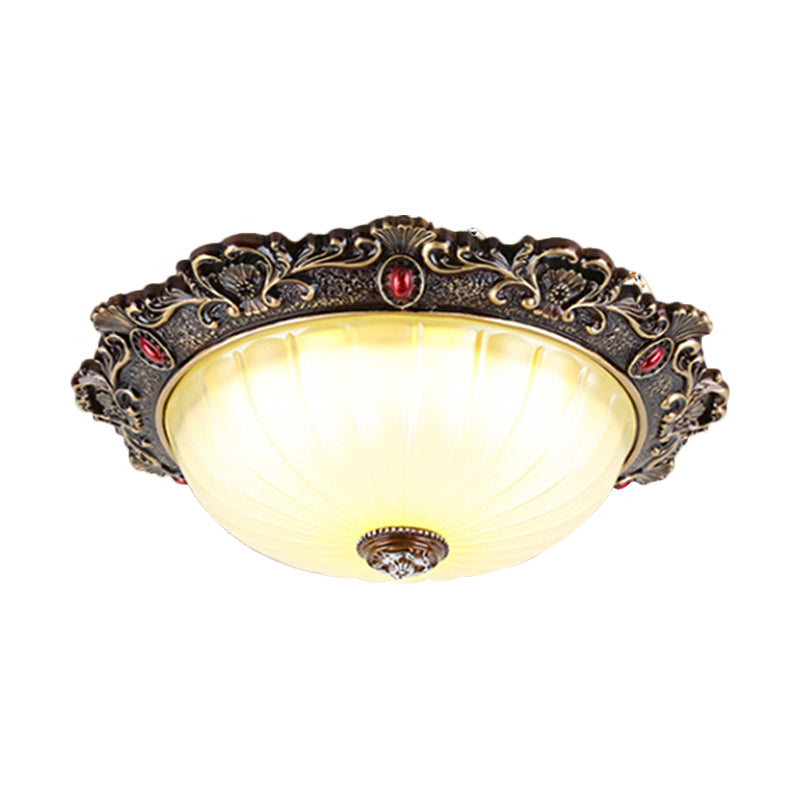 Vintage Flush Mount Light: Dome Shaped Ceiling Lighting, 2/3 Bulbs, Green/Red, 12"/16"/19.5