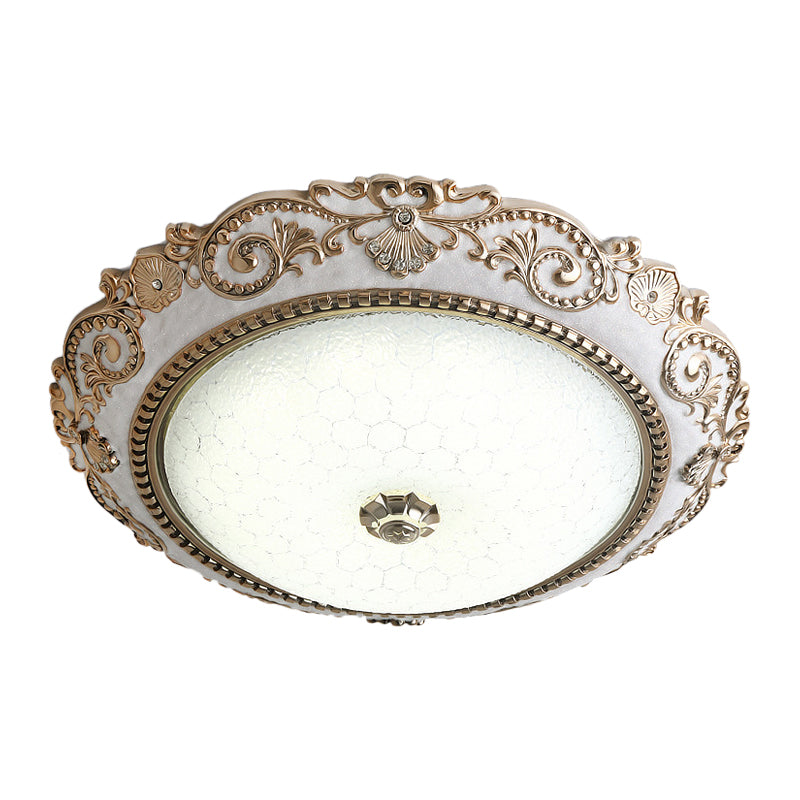 Vintage Cream Glass Dome Flush Mount Lamp - White Led Lighting Fixture 16/18/21.5 Wide