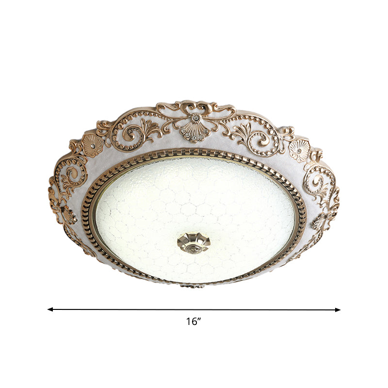 Vintage Cream Glass Dome Flush Mount Lamp - White Led Lighting Fixture 16/18/21.5 Wide
