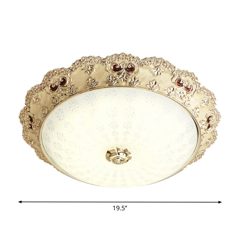 Gold Retro LED Glass Flushmount Ceiling Light, Sizes: 14"/16"/19.5