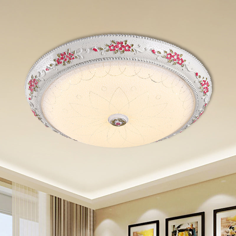 Traditional Style LED Flush Mount Ceiling Light in Cream Glass, Available in 3 Sizes