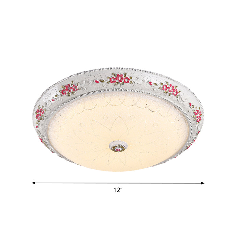 Traditional Style LED Flush Mount Ceiling Light in Cream Glass, Available in 3 Sizes