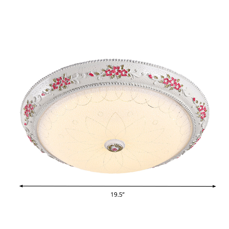 Traditional Style LED Flush Mount Ceiling Light in Cream Glass, Available in 3 Sizes