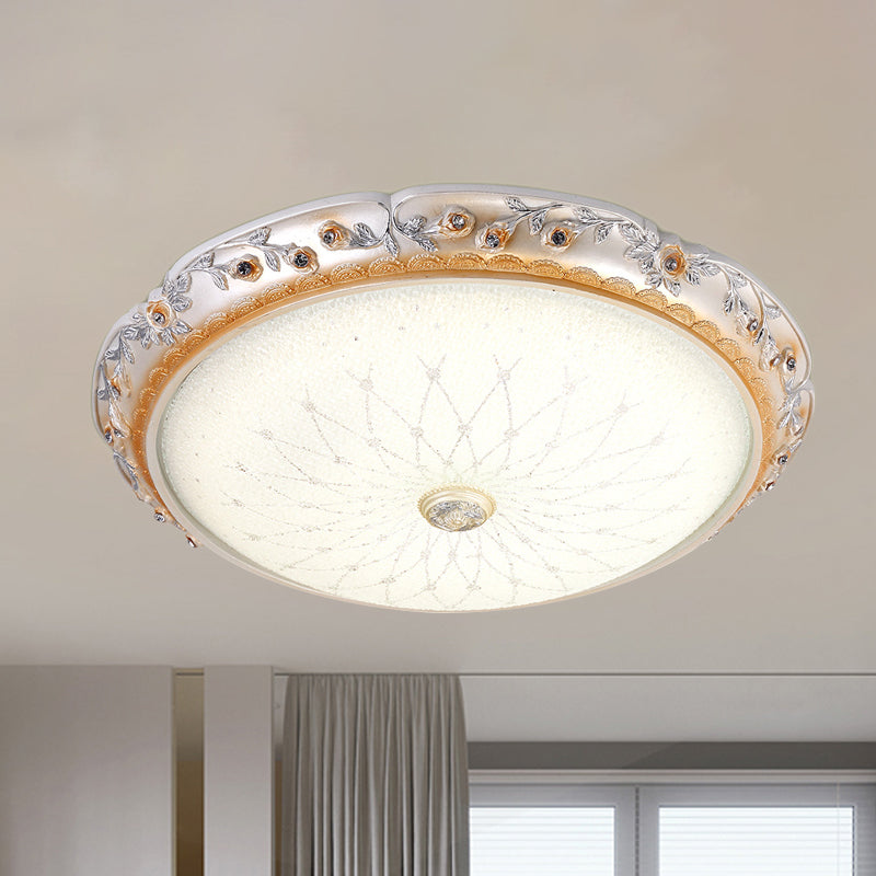 Ivory Glass White LED Flush Mount Lamp, Traditional Round Shape, 12"/16"/19.5" Width