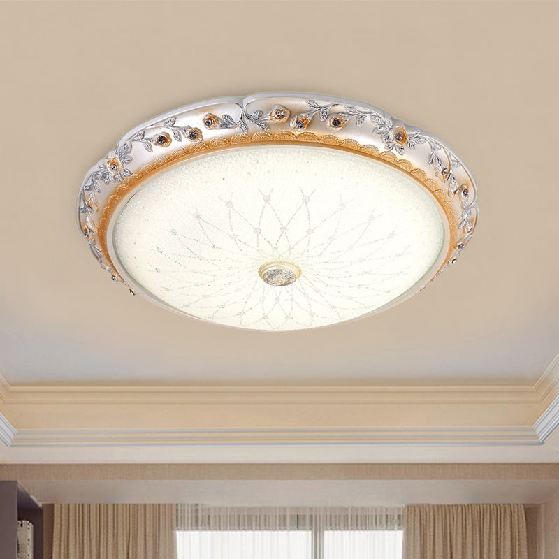 Ivory Glass White LED Flush Mount Lamp, Traditional Round Shape, 12"/16"/19.5" Width
