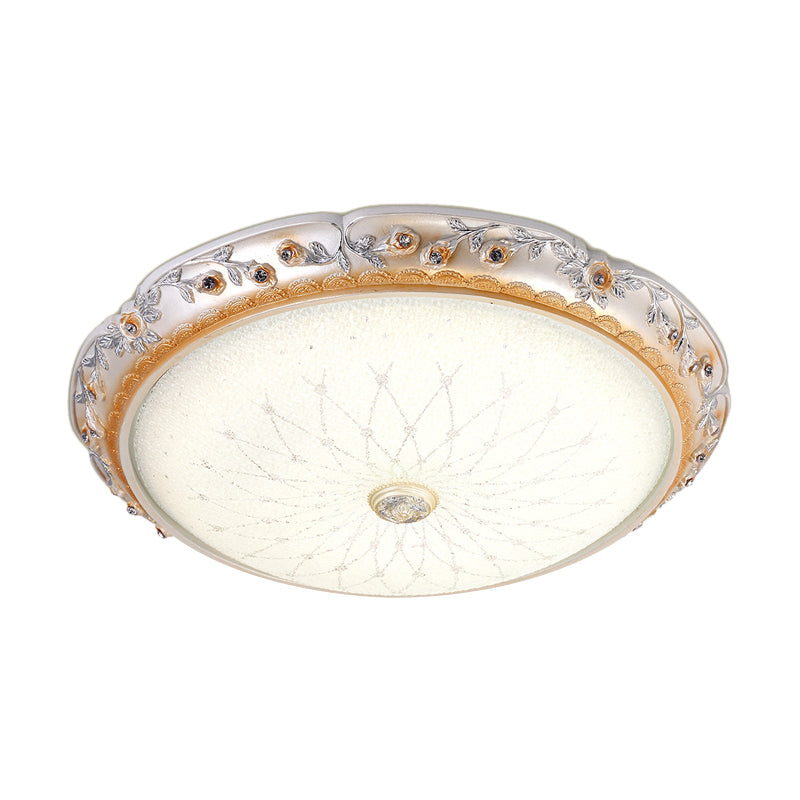 Ivory Glass White LED Flush Mount Lamp, Traditional Round Shape, 12"/16"/19.5" Width