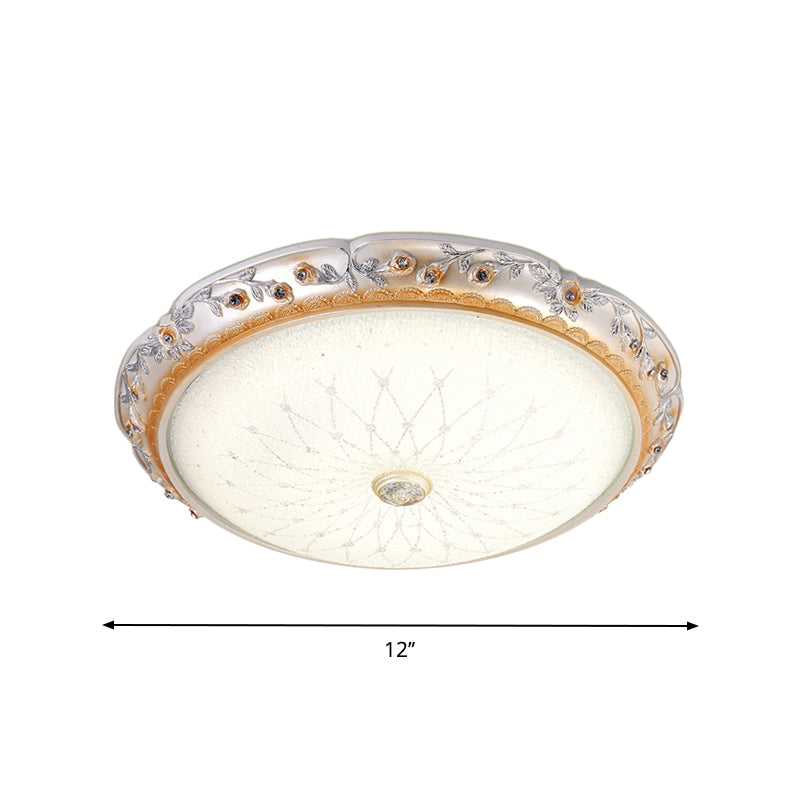 Ivory Glass White LED Flush Mount Lamp, Traditional Round Shape, 12"/16"/19.5" Width