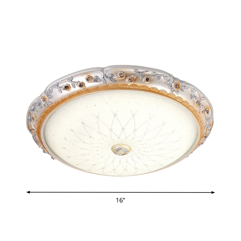 Ivory Glass White LED Flush Mount Lamp, Traditional Round Shape, 12"/16"/19.5" Width