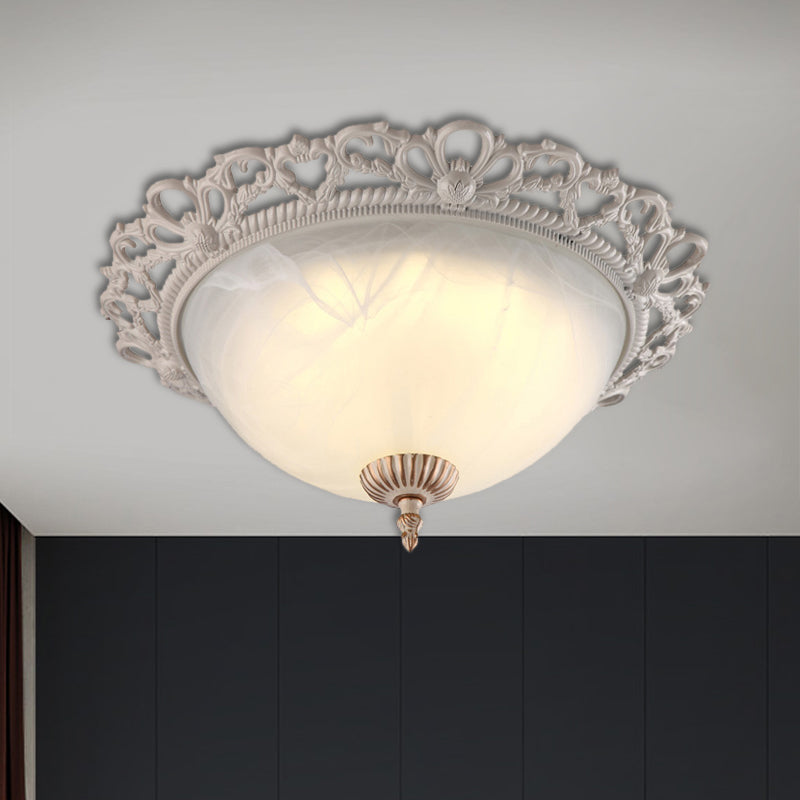 Vintage Style Opaque Glass Flushmount Ceiling Light Fixture 2/3 Heads White 12.5/14.5/19.5 Wide /