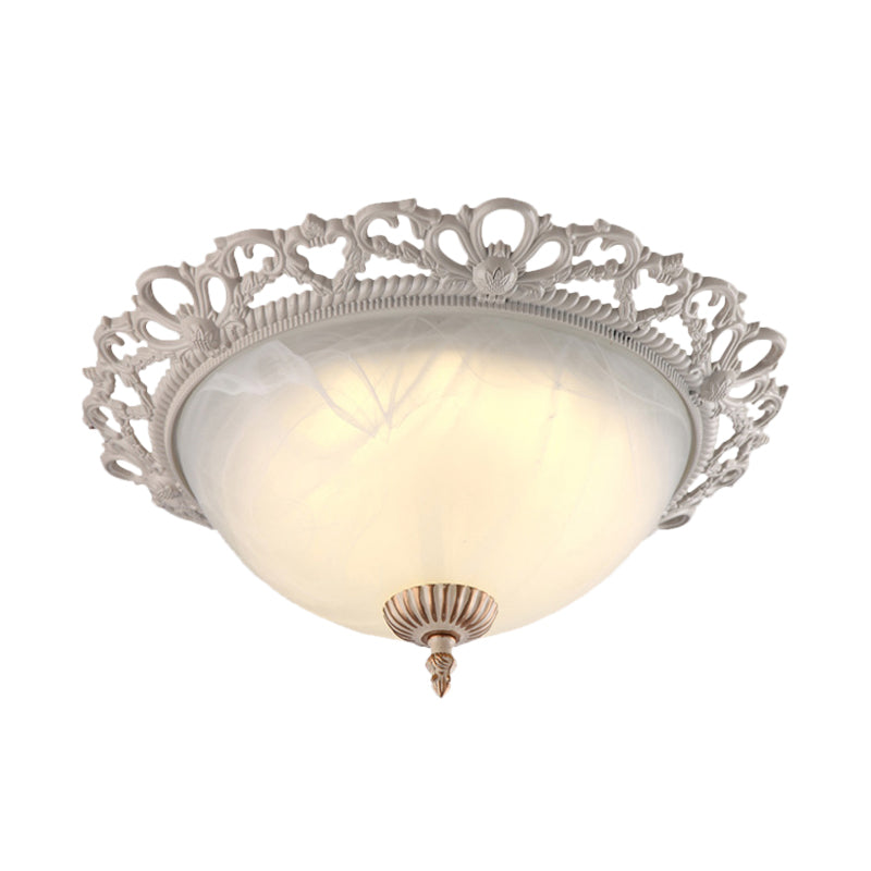 Vintage Style Opaque Glass Flushmount Ceiling Light Fixture 2/3 Heads White 12.5/14.5/19.5 Wide