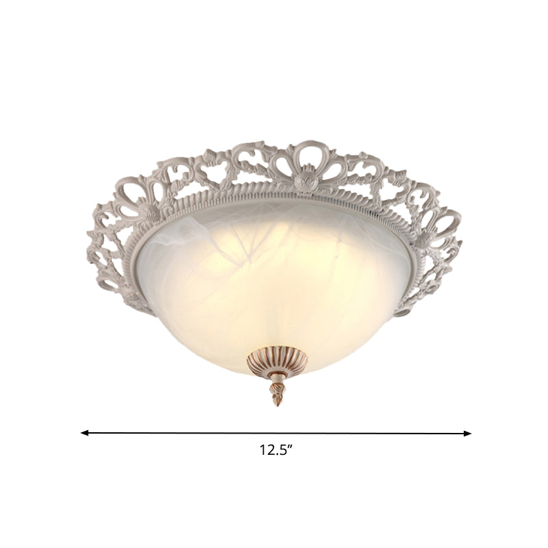 Vintage Style Opaque Glass Flushmount Ceiling Light Fixture 2/3 Heads White 12.5/14.5/19.5 Wide