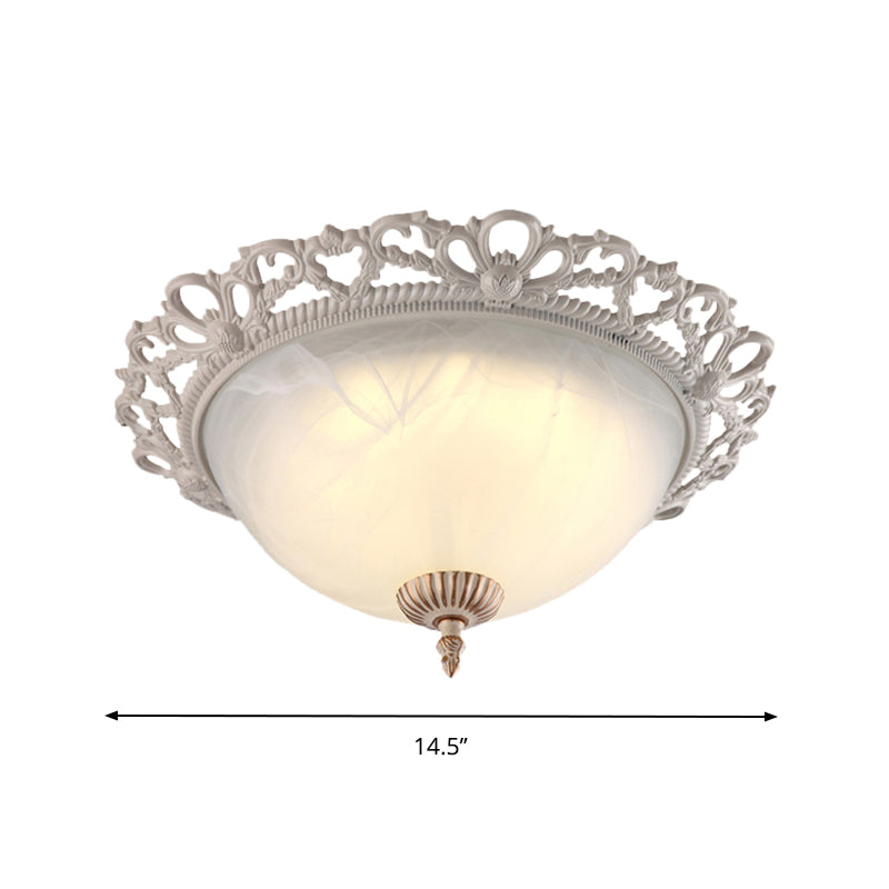 Vintage Style Opaque Glass Flushmount Ceiling Light Fixture 2/3 Heads White 12.5/14.5/19.5 Wide