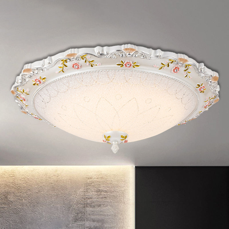 Vintage Style White Opaline Glass LED Flushmount Ceiling Lamp - 14", 16.5", 21" Wide - Warm/White Light