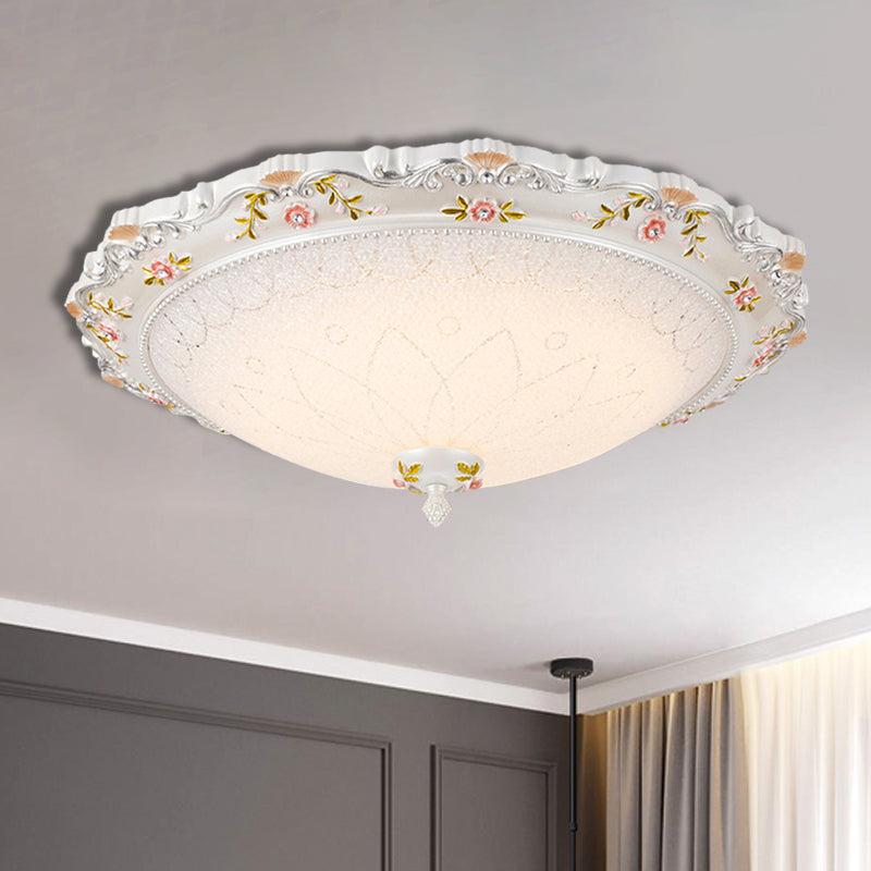 Vintage Style White Opaline Glass LED Flushmount Ceiling Lamp - 14", 16.5", 21" Wide - Warm/White Light