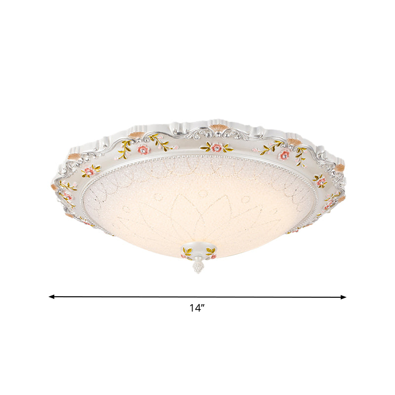 Vintage Style White Opaline Glass LED Flushmount Ceiling Lamp - 14", 16.5", 21" Wide - Warm/White Light