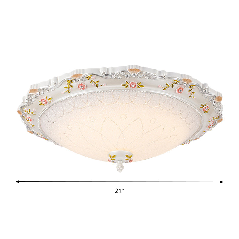 Vintage Style White Opaline Glass LED Flushmount Ceiling Lamp - 14", 16.5", 21" Wide - Warm/White Light